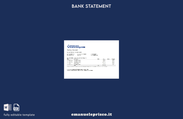 modello Excel di estratto conto bancario Thailandia Bangkok in stile verificat 1